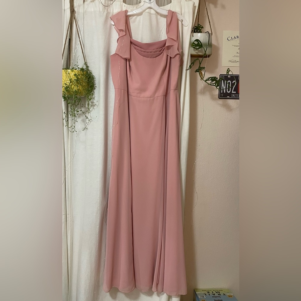 Ballet pink bridesmaid dress (David’s Bridal)